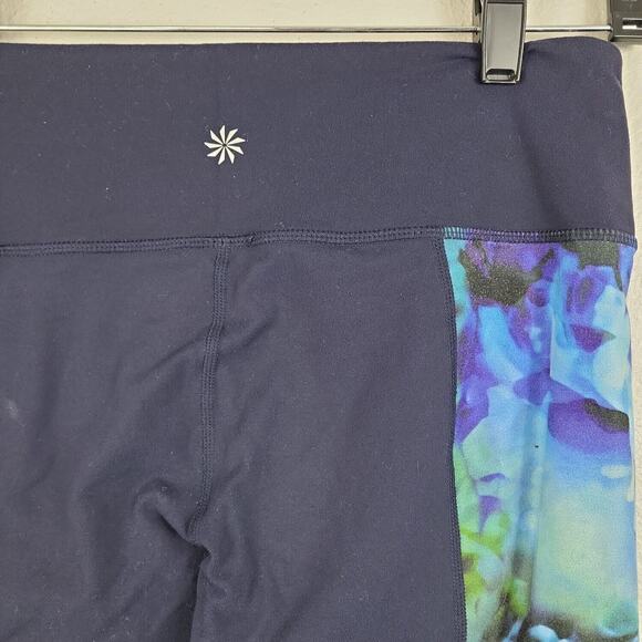 Athleta Womens Blue Floral Side Panels Inside Pocket Compression Leggings Size M - Picture 6 of 9